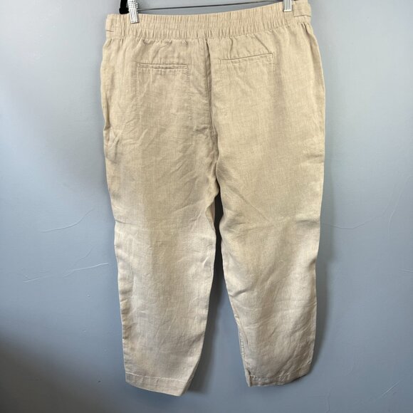 Athleta Voyager Linen Trouser Pants Size 16 Oatmeal Vacation Travel Athleisure - Picture 12 of 14